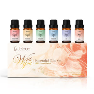JCLOUD Essential Oil Set for Diffuser | Gift Set of 6 Premium Essential Oils for Diffusers for Home, Pure Aromatherapy Diffuser Oils, Home Luxury & Hotel Scents - 6x10 mL