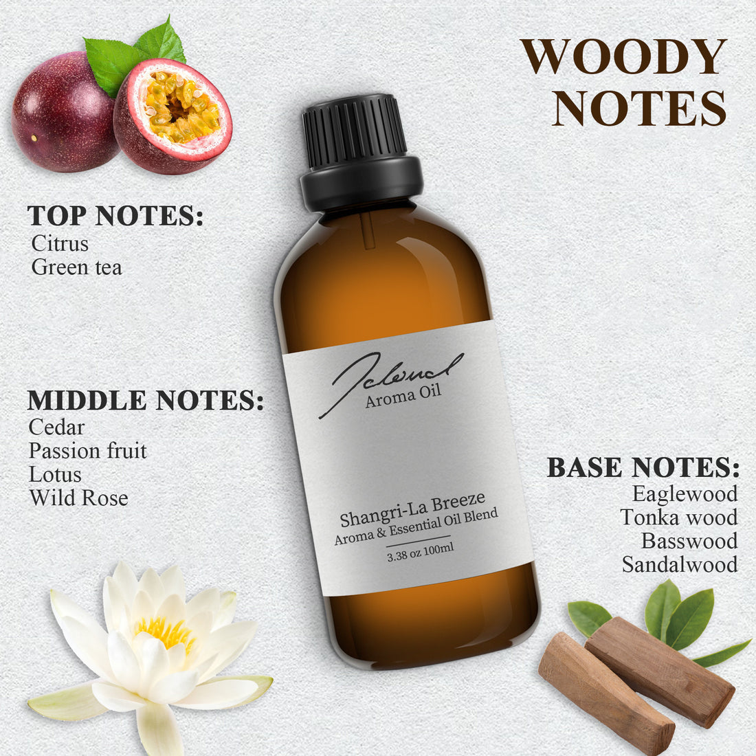 JCLOUD Shangri-La Breeze Essential Oil Inspired by Shangri-La Hotel | Hotel Collection - Pure Aromatherapy Diffuser Oil with Cedarwood and Sandalwood, Home Luxury & Hotel Scents for Diffuser - 100mL