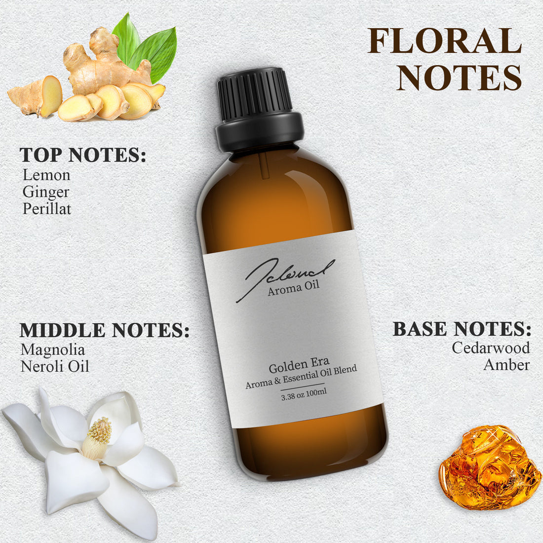 JCLOUD Golden Era Essential Oil Inspired by InterContinental Hotel | Hotel Collection - Pure Aromatherapy Diffuser Oil with Amber and Neroli Oil, Home Luxury & Hotel Scents for Diffuser - 100mL