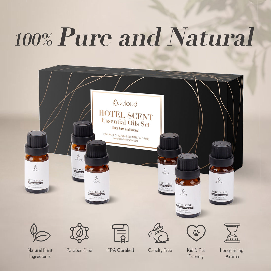 JCLOUD Hotel Collection Diffuser Oils Set | Top 6 Luxury Hotel Inspired Essential Oils for Diffuser for Home, Pure Aromatherapy Diffuser Oil Gift Set, Home Luxury & Hotel Scents for Diffuser - 6x10mL