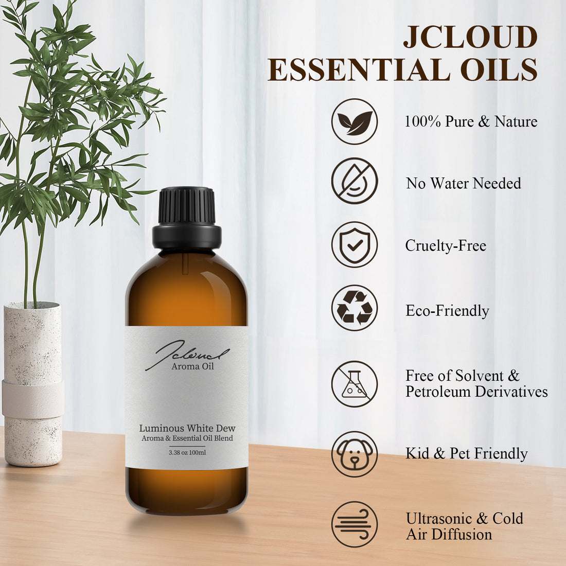 JCLOUD Luminous White Dew Essential Oil Inspired by Westin Hotel | Hotel Collection - Pure Aromatherapy Diffuser Oil with Orange and Lily of the valley, Home Luxury & Hotel Scents for Diffuser - 100mL