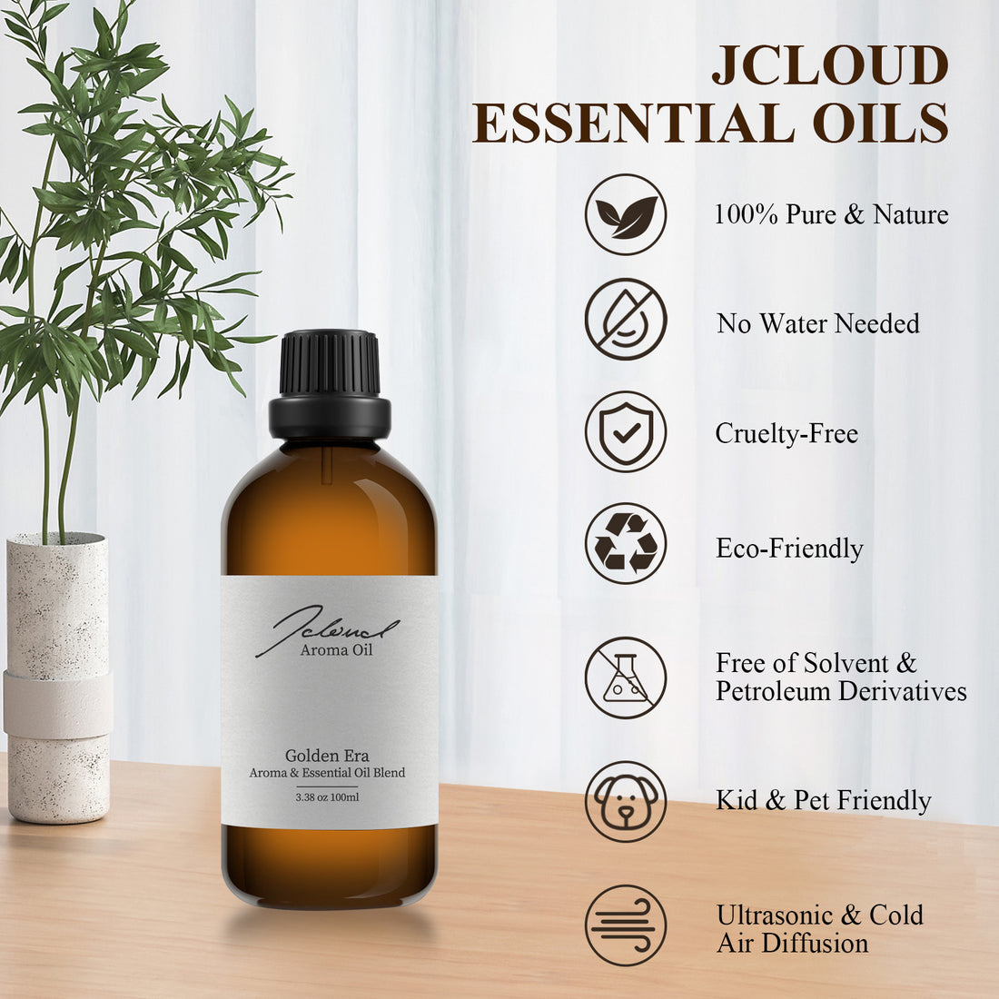 JCLOUD Golden Era Essential Oil Inspired by InterContinental Hotel | Hotel Collection - Pure Aromatherapy Diffuser Oil with Amber and Neroli Oil, Home Luxury & Hotel Scents for Diffuser - 100mL