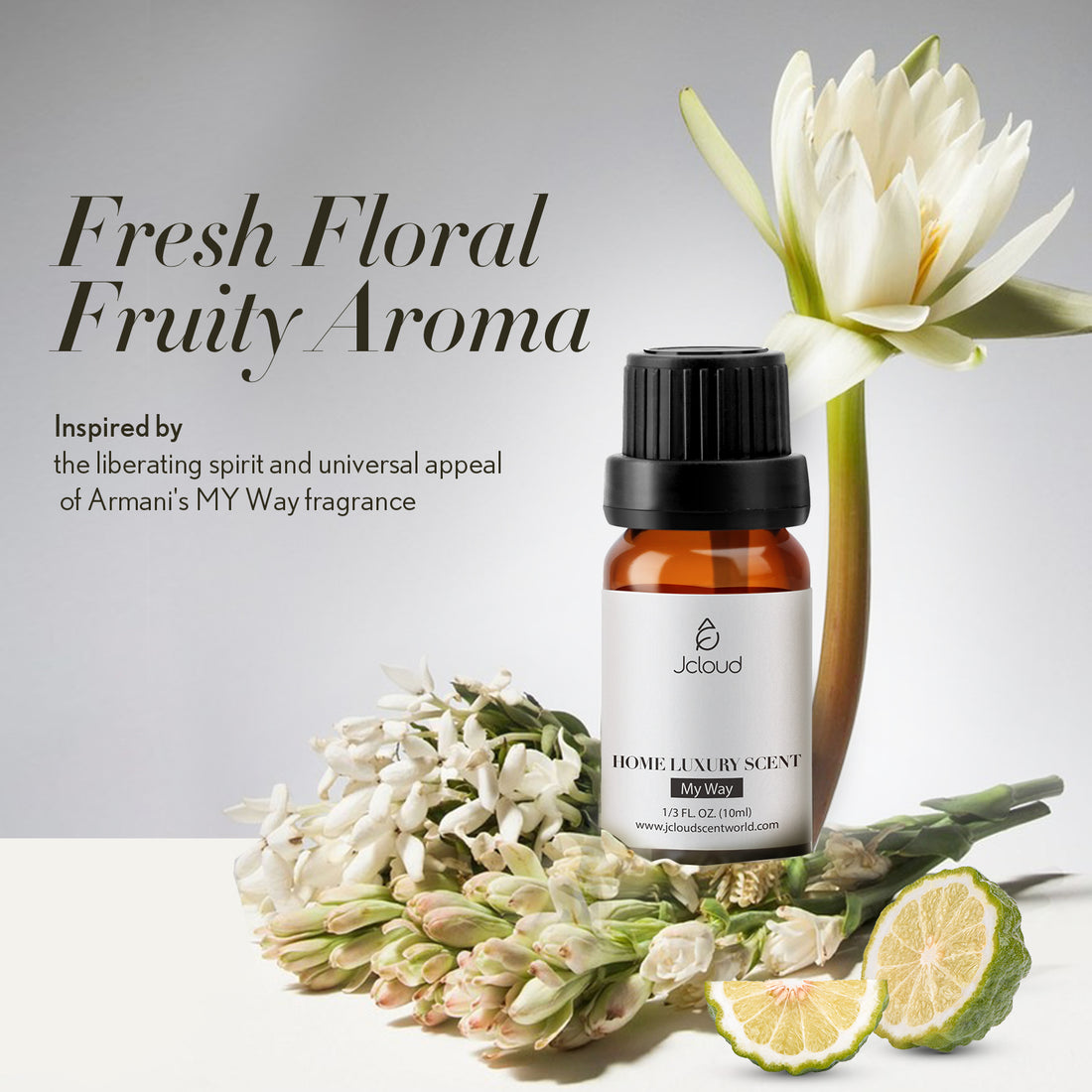 JCLOUD My Way Essential Oil for Diffuser - Hotel Collection Diffuser Oil & Home Luxury Scents – Pure Aromatherapy Diffuser Oil with Bergamot, Tuberose & Vanilla, Natural & Pet Safe