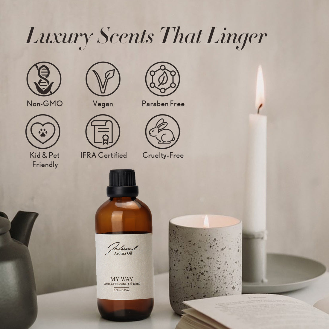 JCLOUD My Way Essential Oil for Diffuser - Hotel Collection Diffuser Oil & Home Luxury Scents – Pure Aromatherapy Diffuser Oil with Bergamot, Tuberose & Vanilla, Natural & Pet Safe