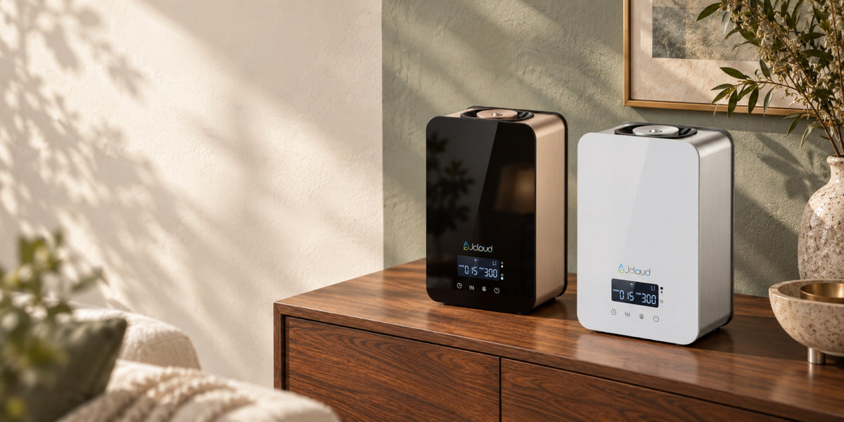 JCLOUD A-311 V2 smart display waterless scent diffuser in Black and White