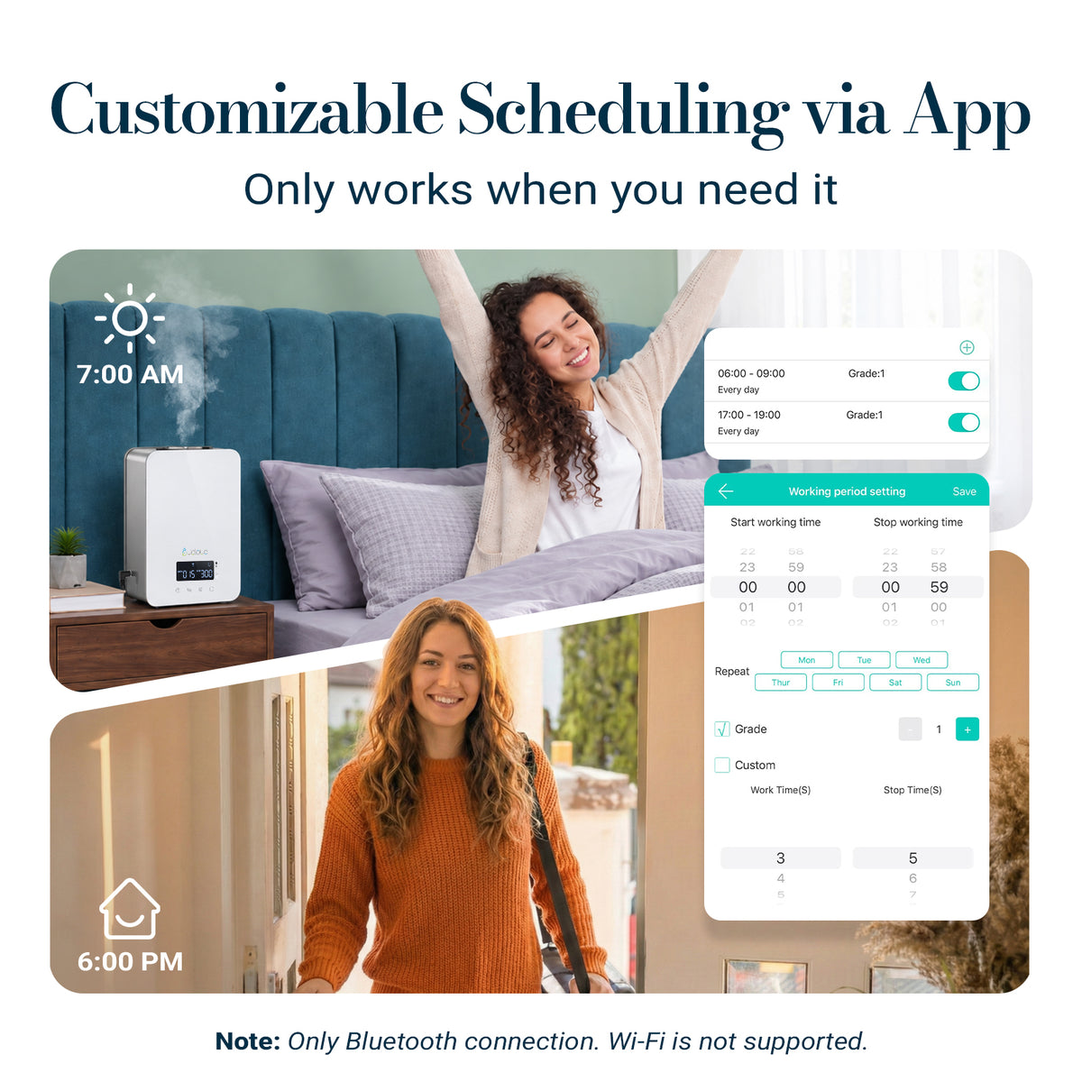 White JCLOUD A-311 V2 Bluetooth app scheduling for home scent routines