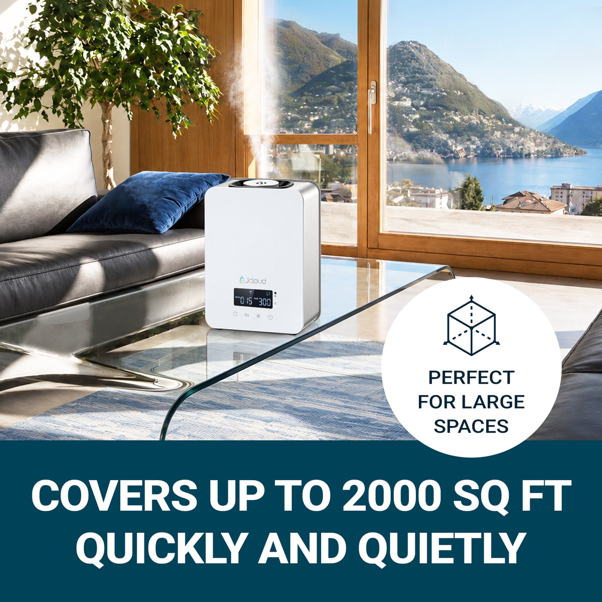 White JCLOUD A-311 V2 waterless diffuser for large rooms up to 2,000 sq ft