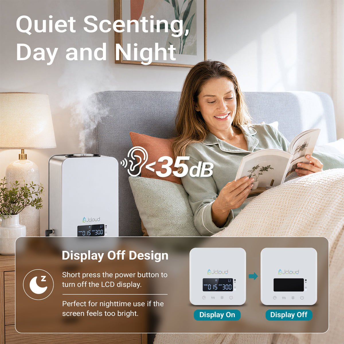 White JCLOUD A-311 V2 quiet waterless diffuser with display-off mode