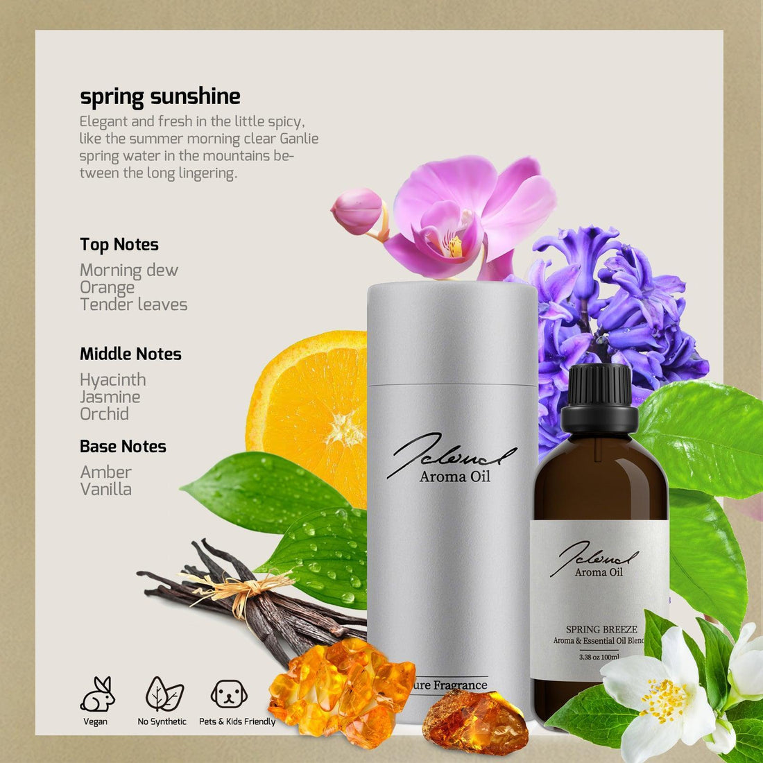 JCLOUD Essential Oil for Scent Air Machine for Home | Spring Breeze 100 ML Natural & Pure Aroma Fragrance Oils for Cold-Air Aromatherapy Diffuser, Home Luxury Scents & Hotel Scent for Scent Diffuser - JCloud Direct