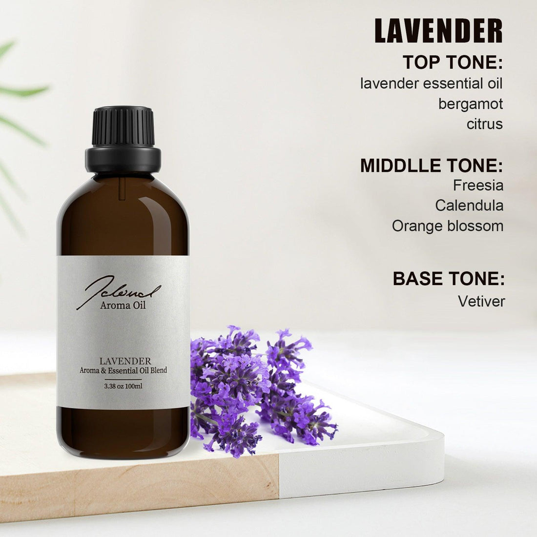 JCLOUD Lavender Essential Oil | 100% Pure and Natural Aromatherapy Oil for Diffusers, Humidifiers, and Scent Machines | Uplifting and Refreshing Fragrance | 100ml - JCloud Direct
