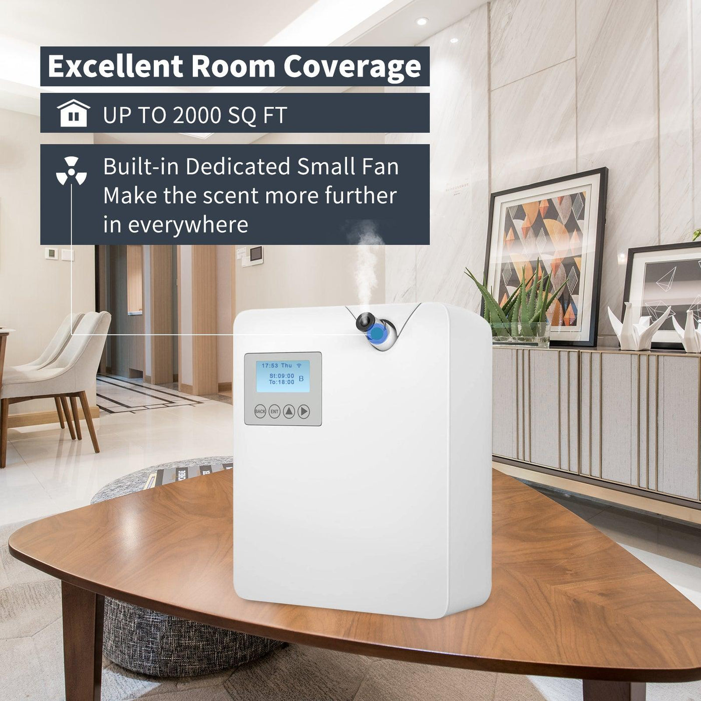JCLOUD Smart Scent Air Machine with Nebulizing Technology for Home, Porfessional Waterless Essential Oil Diffuser 300ML, HVAC Diffuser for Essential Oils for Large Room, Office, Spa Room - JCloud Direct