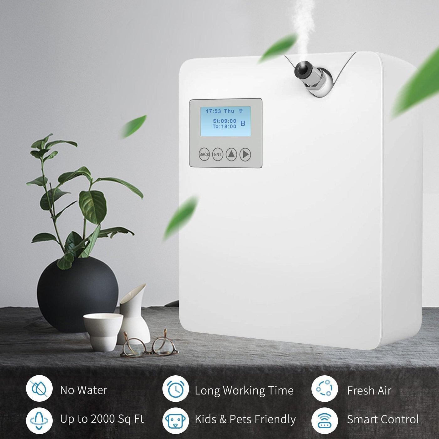JCLOUD Smart Scent Air Machine with Nebulizing Technology for Home, Porfessional Waterless Essential Oil Diffuser 300ML, HVAC Diffuser for Essential Oils for Large Room, Office, Spa Room - JCloud Direct
